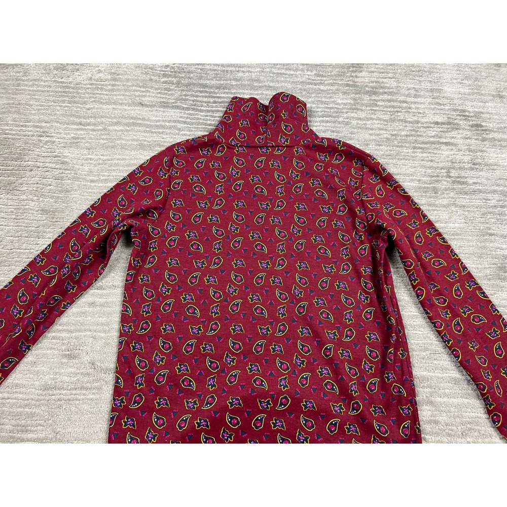 Youngland Turtleneck Women M Burgundy Paisley Floral Vintage 90s Long Sleeve Top - Picture 12 of 14